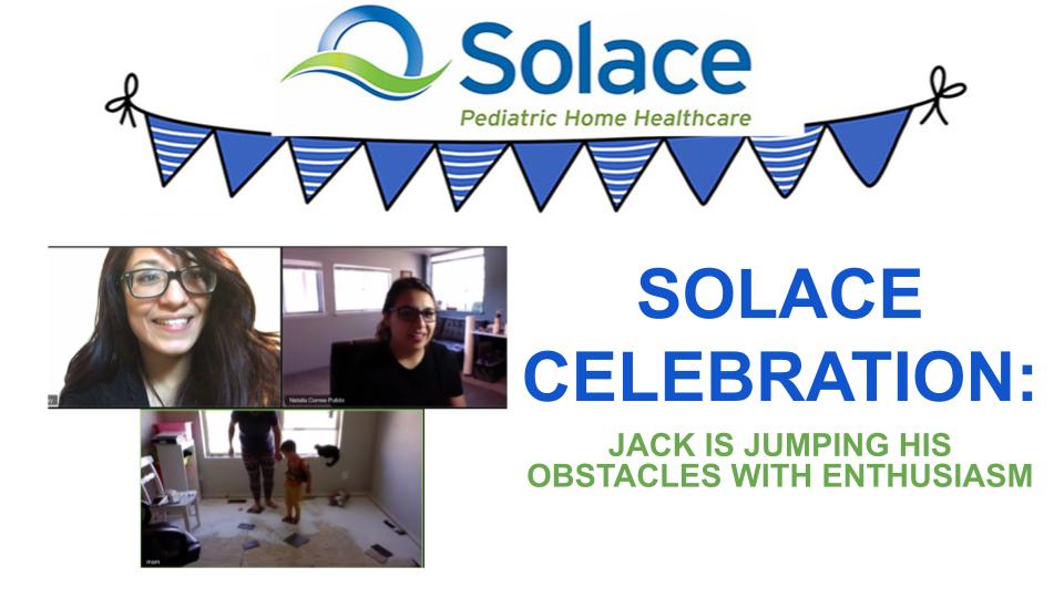 Jack is jumping obstacles in speech therapy.